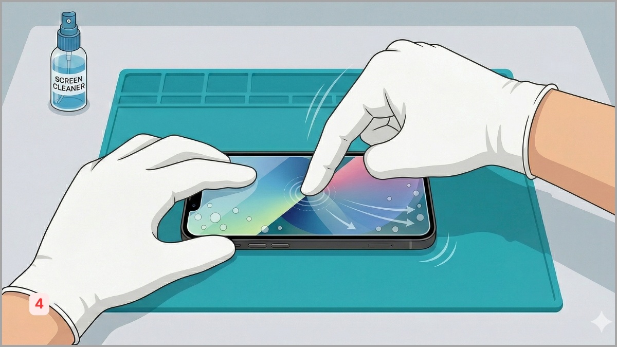 Thay kính cường lực để khắc phục màn hình iPhone bị liệt 1 góc - bước 4