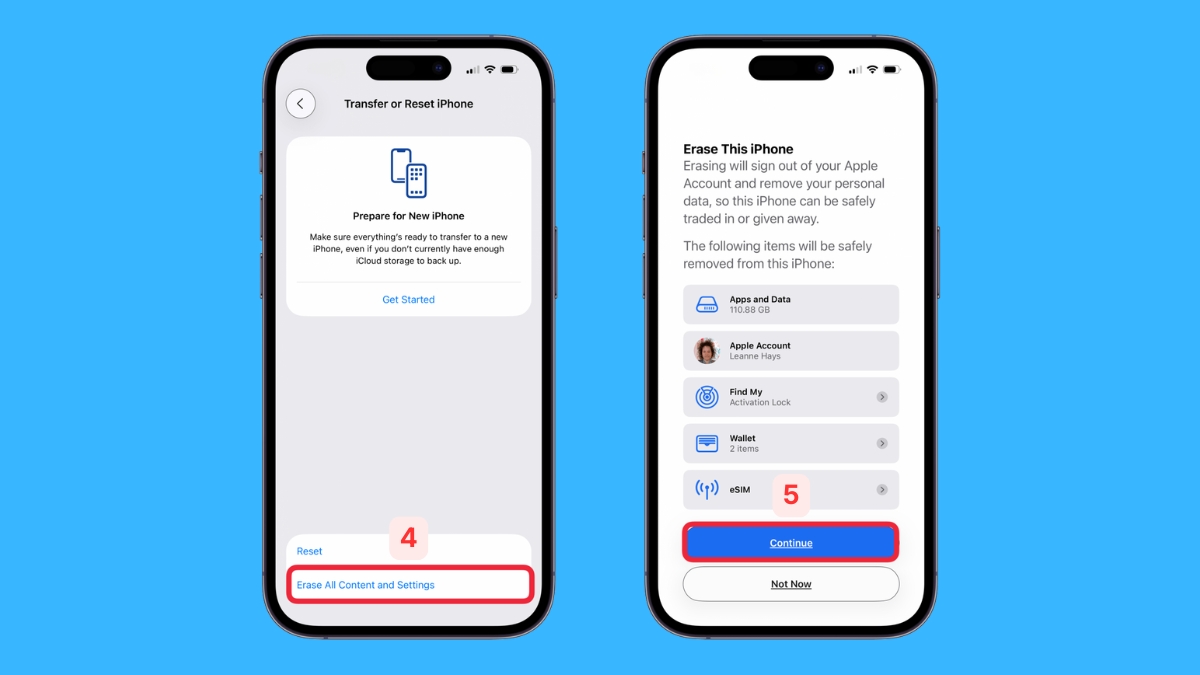 Khôi phục cài đặt gốc của máy để khắc phục màn hình iPhone bị liệt 1 góc - bước 2