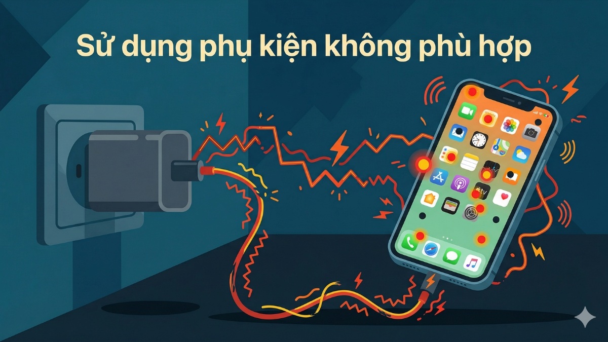 Sử dụng phụ kiện không phù hợp khiến màn hình iPhone bị liệt 1 góc