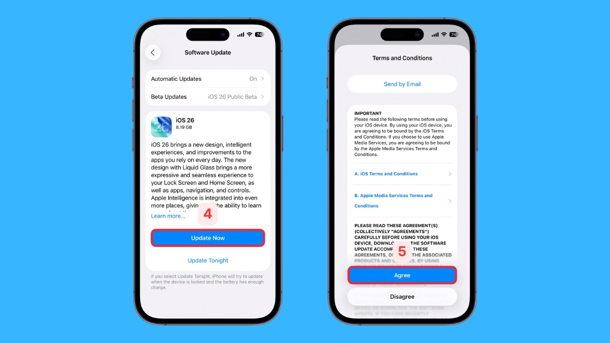 Cập nhật lại iOS để khắc phục màn hình iPhone bị liệt 1 góc - bước 2,3,4