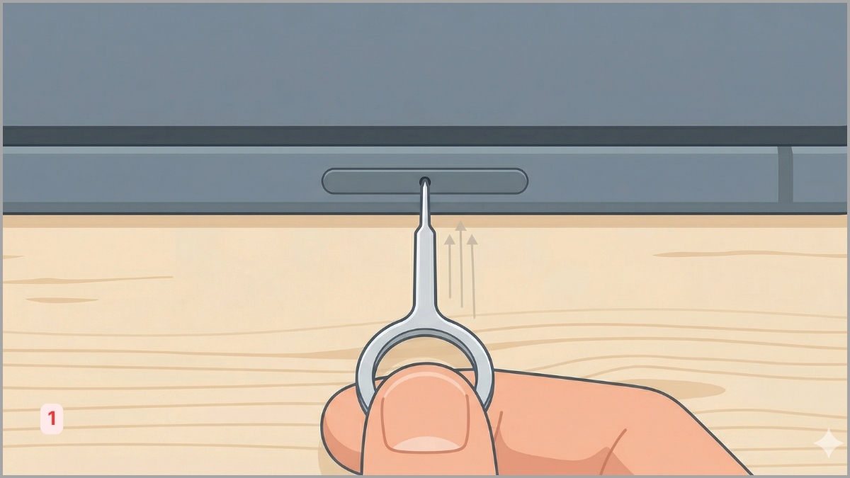 Tháo lắp lại SIM để khắc phục màn hình iPhone bị liệt 1 góc - bước 1