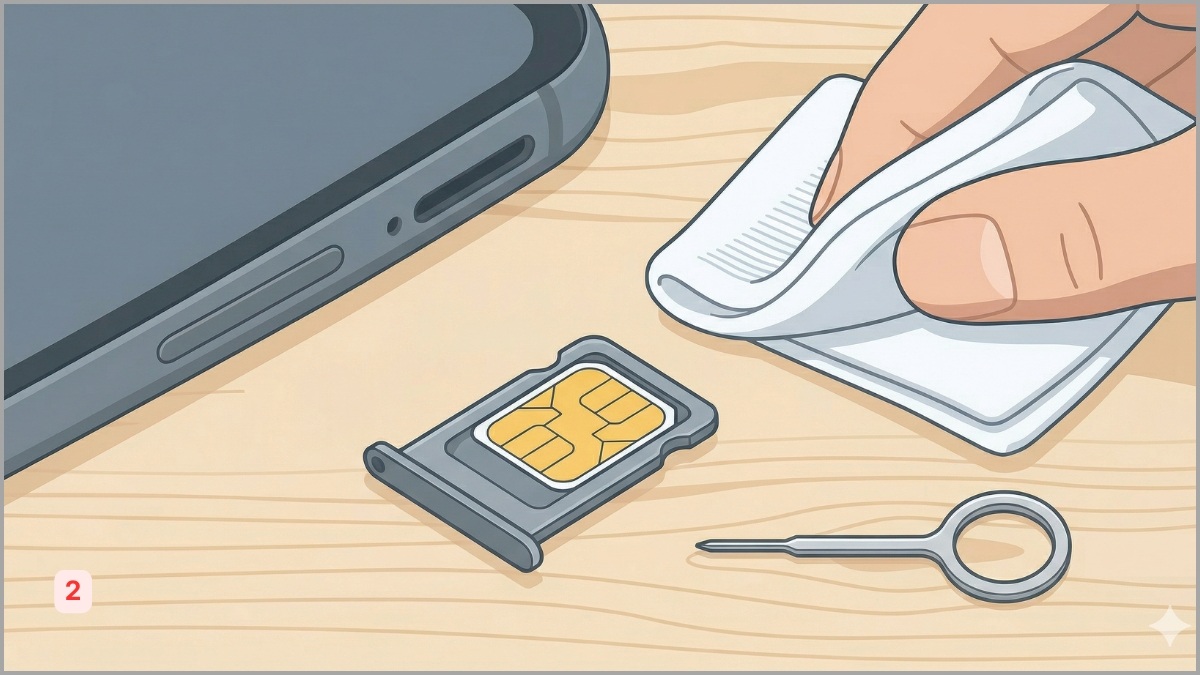 Tháo lắp lại SIM để khắc phục màn hình iPhone bị liệt 1 góc - bước 2