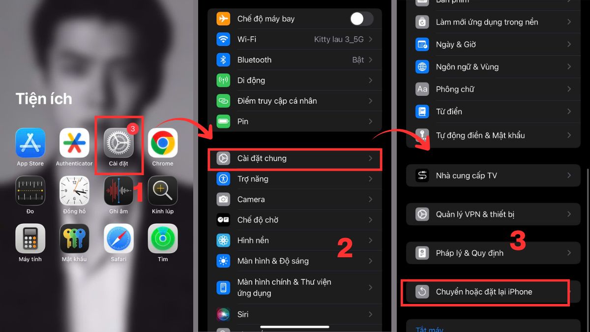 Khôi phục lại cài đặt gốc khi màn hình iPhone bị lỗi màu - bước 1