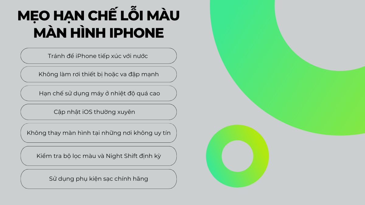 Mẹo hạn chế lỗi màu màn hình iPhone