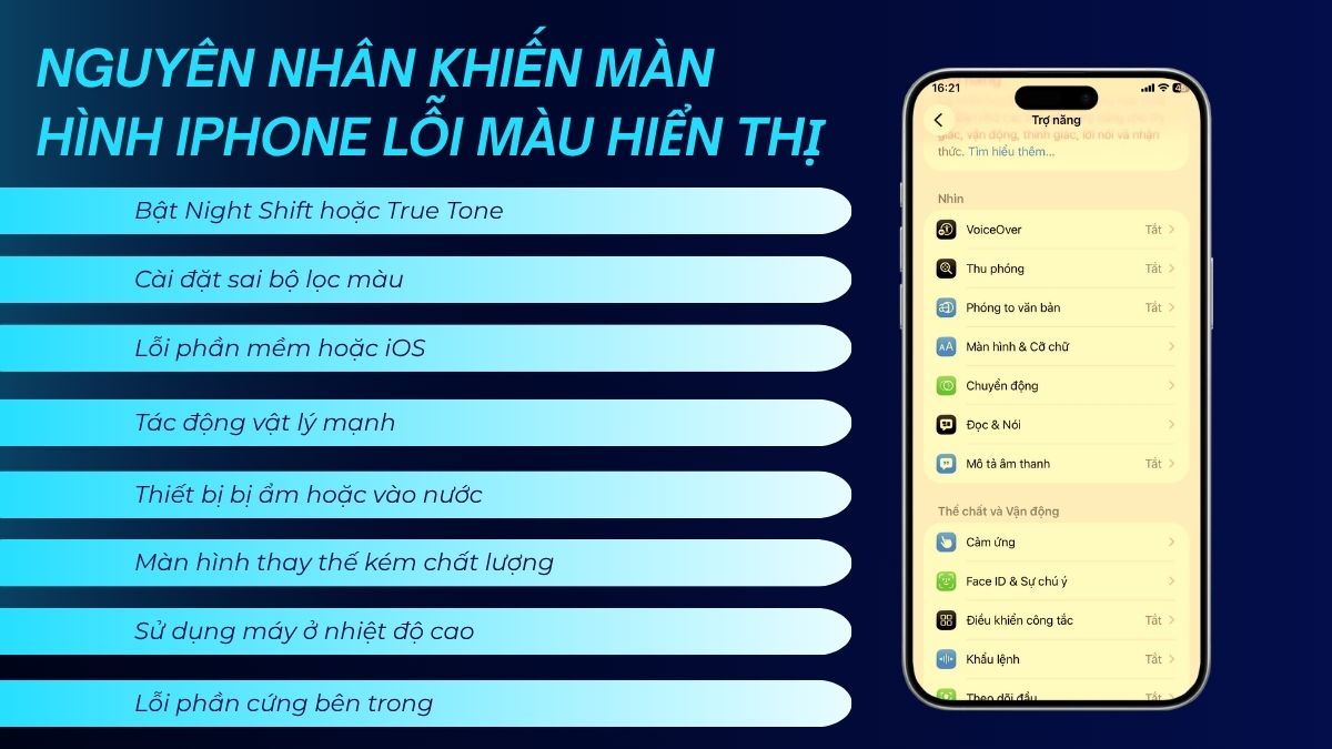 Nguyên nhân khiến màn hình iPhone lỗi màu hiển thị