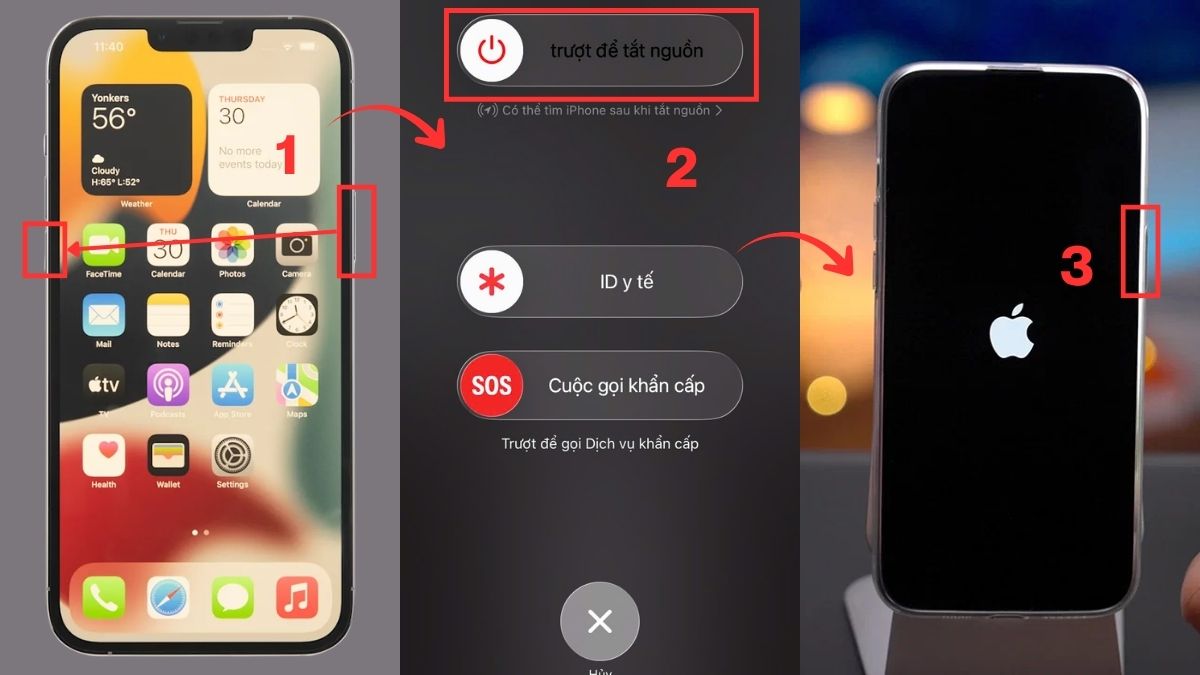 Khởi động lại iPhone khi màn hình iPhone bị lỗi màu