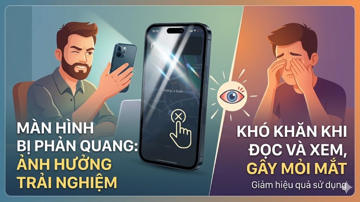 Màn hình iPhone bị phản quang có ảnh hưởng trải nghiệm