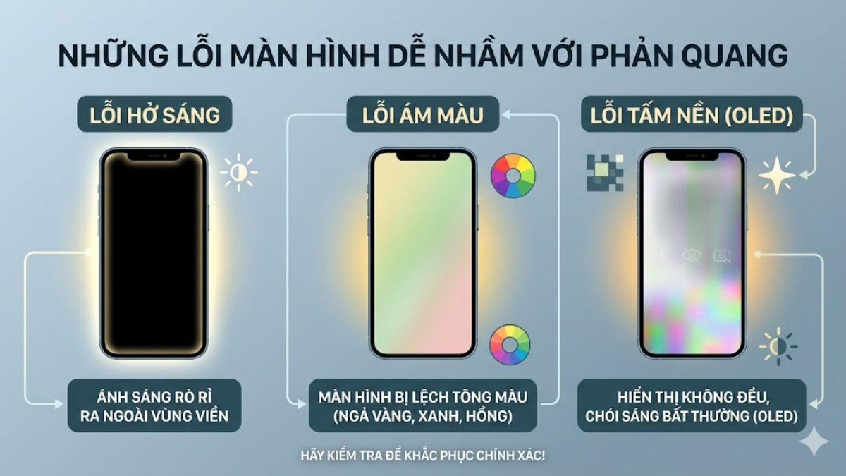 Những lỗi màn hình dễ nhầm với phản quang