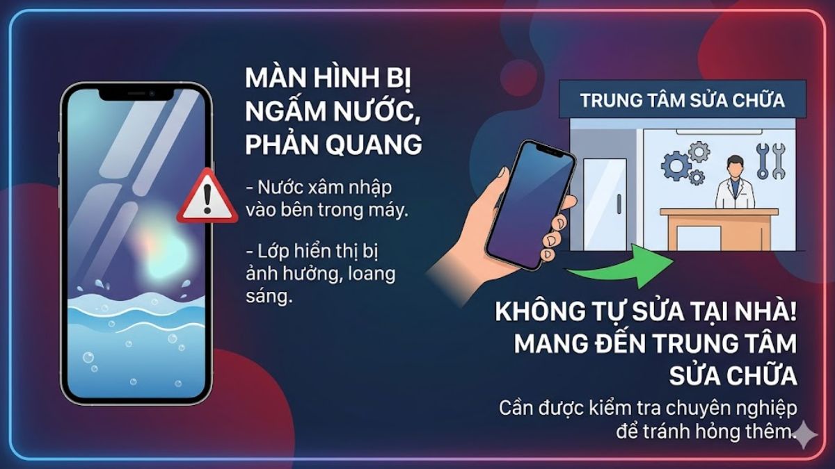 Xử lý lỗi do màn hình bị ngấm nước bị phản quang