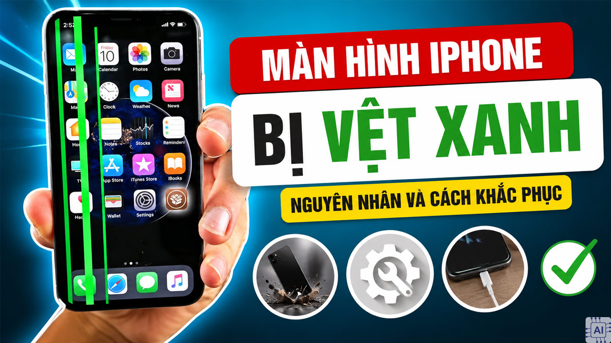 Màn hình iPhone bị vệt xanh: Nguyên nhân và cách khắc phục