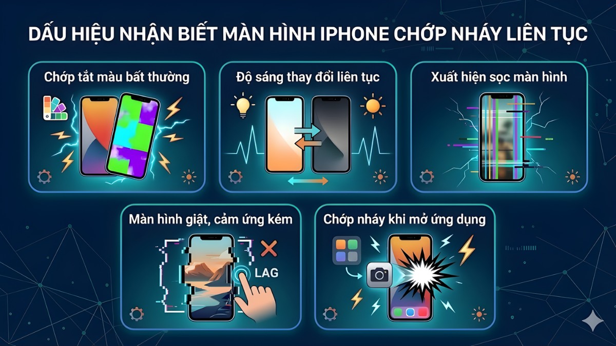 Dấu hiệu nhận biết màn hình iPhone chớp nháy liên tục