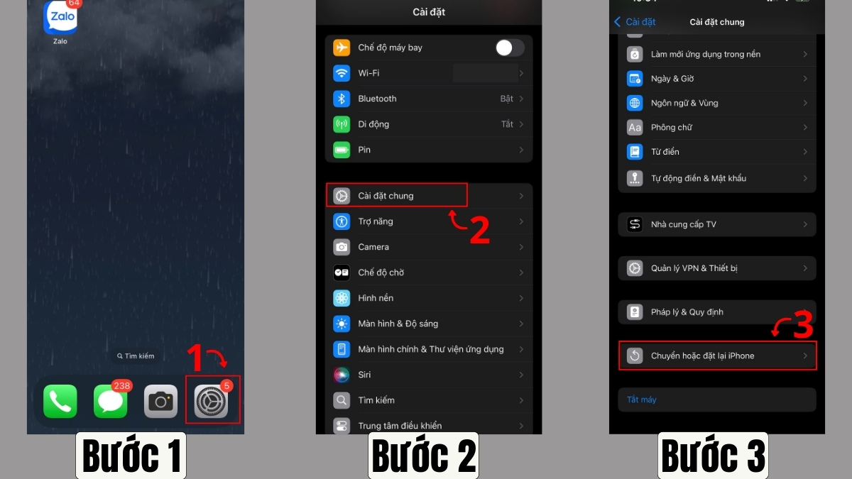 Khôi phục cài đặt gốc để khắc phục lỗi màn hình iPhone chớp nhanh liên tục - bước 1