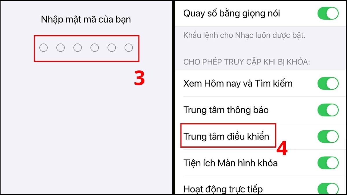 Sửa lỗi không vuốt được Trung tâm kiểm soát khi khoá màn hình - bước 2