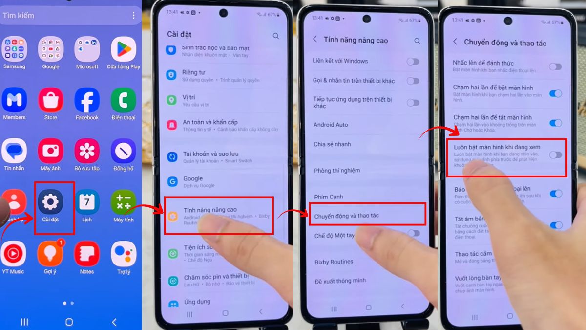 Cách cài đặt màn hình luôn sáng khi gọi trên Samsung