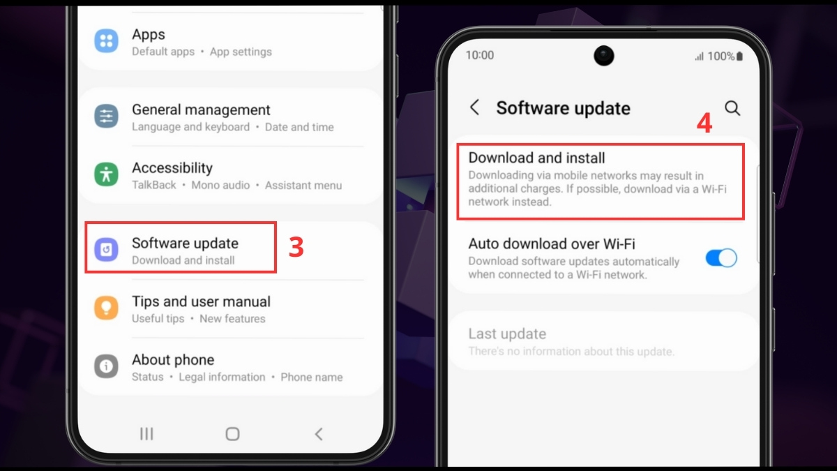 Cập nhật hệ điều hành khi màn hình Samsung S21 FE bị sọc - bước 2