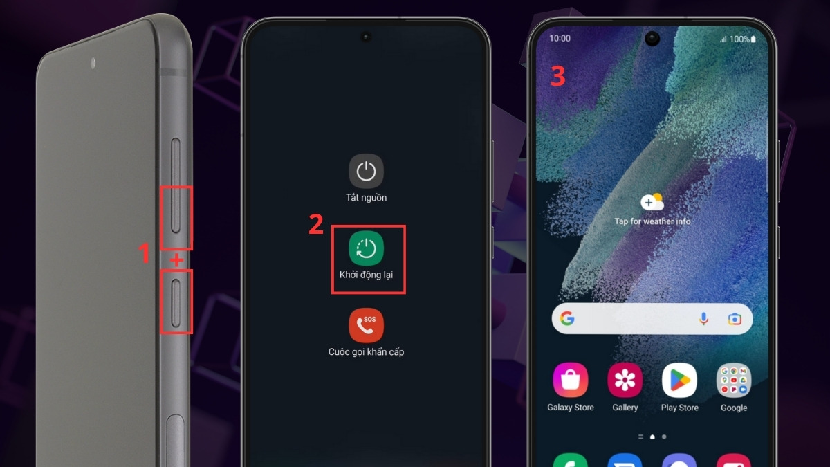 Khởi động lại máy khi màn hình Samsung S21 FE bị sọc