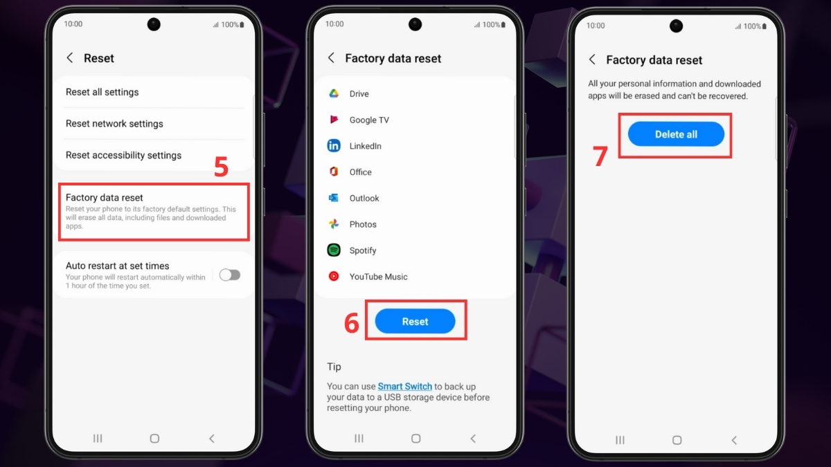 Khôi phục cài đặt gốc khi màn hình Samsung S21 FE bị sọc - bước 3