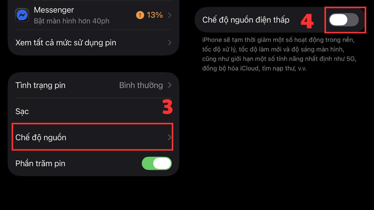 Tắt chế độ tiết kiệm pin iPhone khi mạng yếu - bước 2