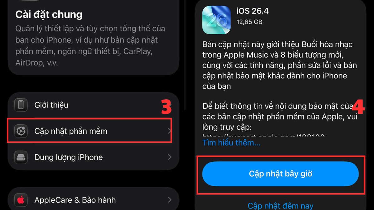 Cập nhật hệ điều hành trên iPhone khi mạng yếu - bước 2