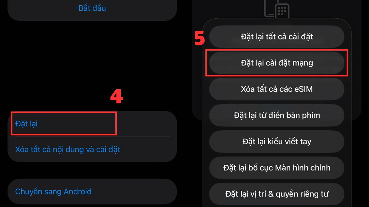 Đặt lại cài đặt mạng trên iPhone khi mạng yếu - bước 2