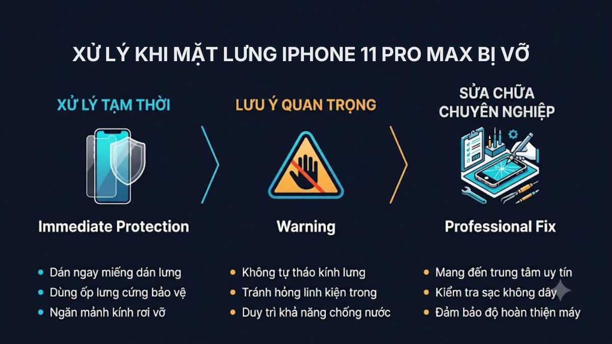 Cách bảo vệ và xử lý khi mặt lưng iPhone 11 Pro Max bị vỡ