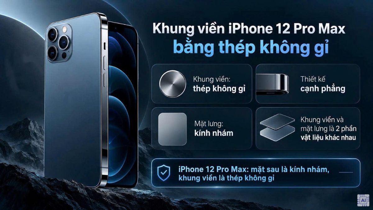 Khung viền iPhone 12 Pro Max bằng thép không gỉ