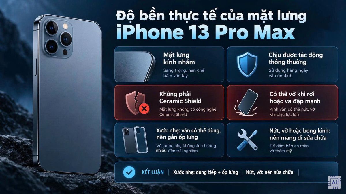 Độ bền thực tế của mặt lưng iPhone 13 Pro Max