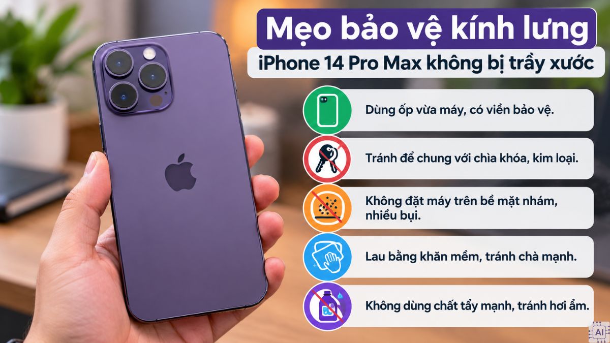 Mẹo bảo vệ kính lưng iPhone 14 Pro Max không bị trầy xước