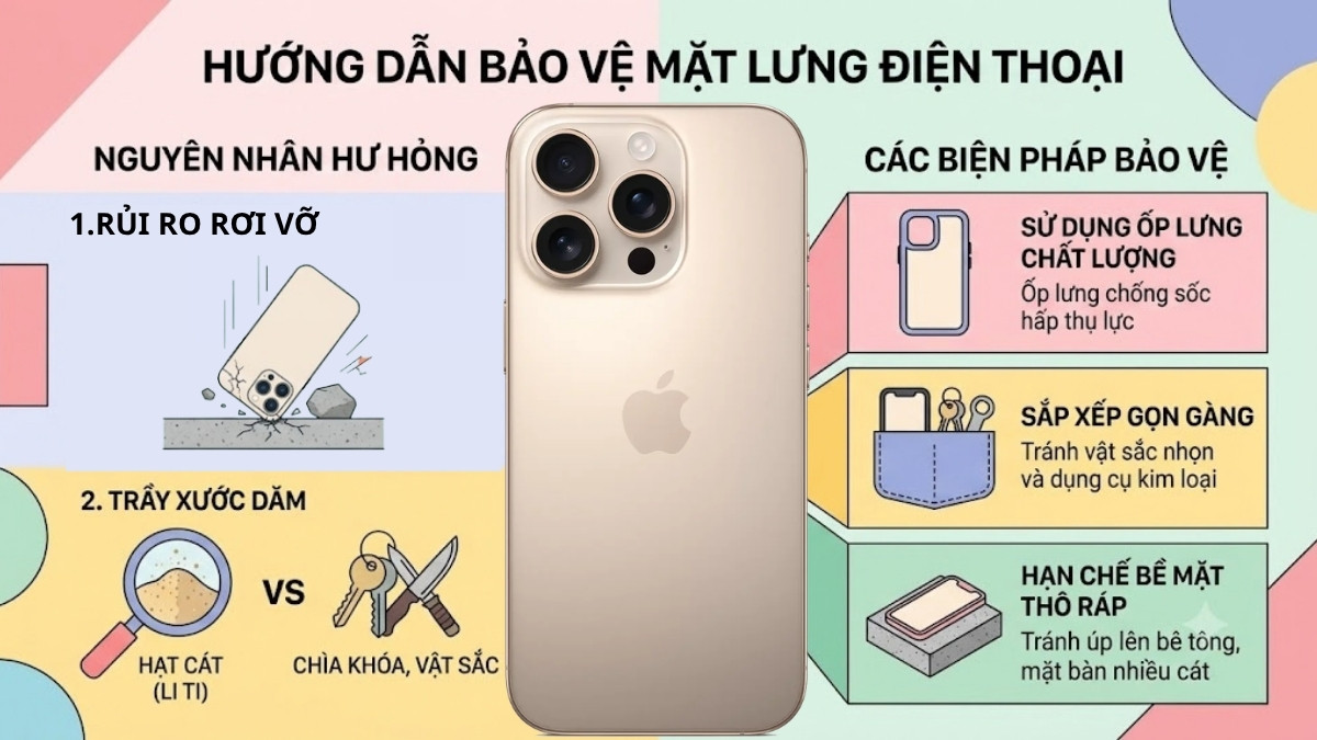 Mặt lưng iPhone 16 Pro Max có dễ vỡ nếu chịu tác động mạnh