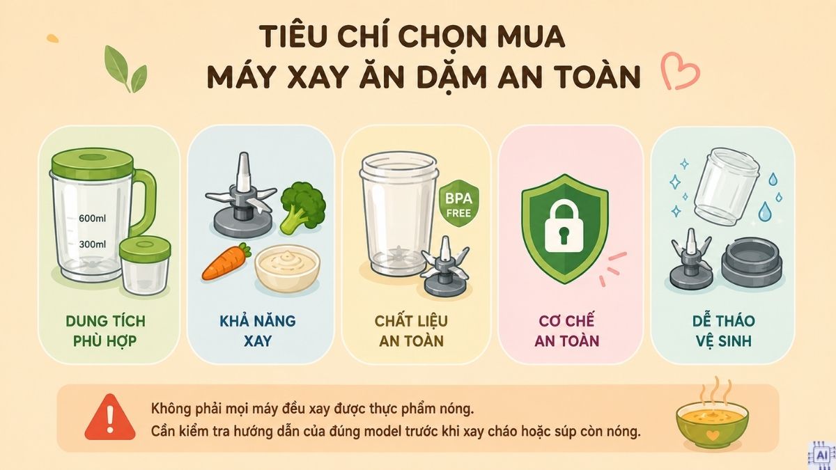 Tiêu chí chọn mua máy xay ăn dặm an toàn