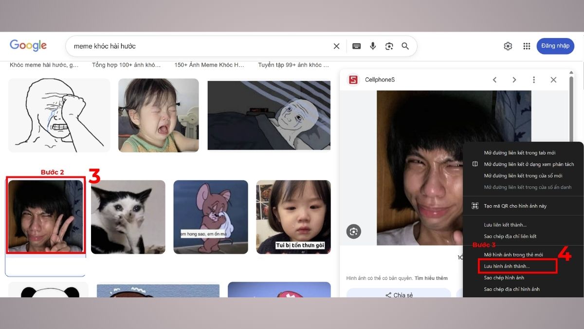 Cách tải meme khóc trên máy tính - bước 3