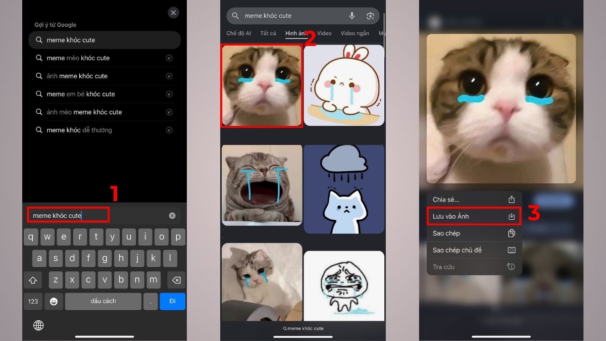 Cách tải meme khóc trên điện thoại
