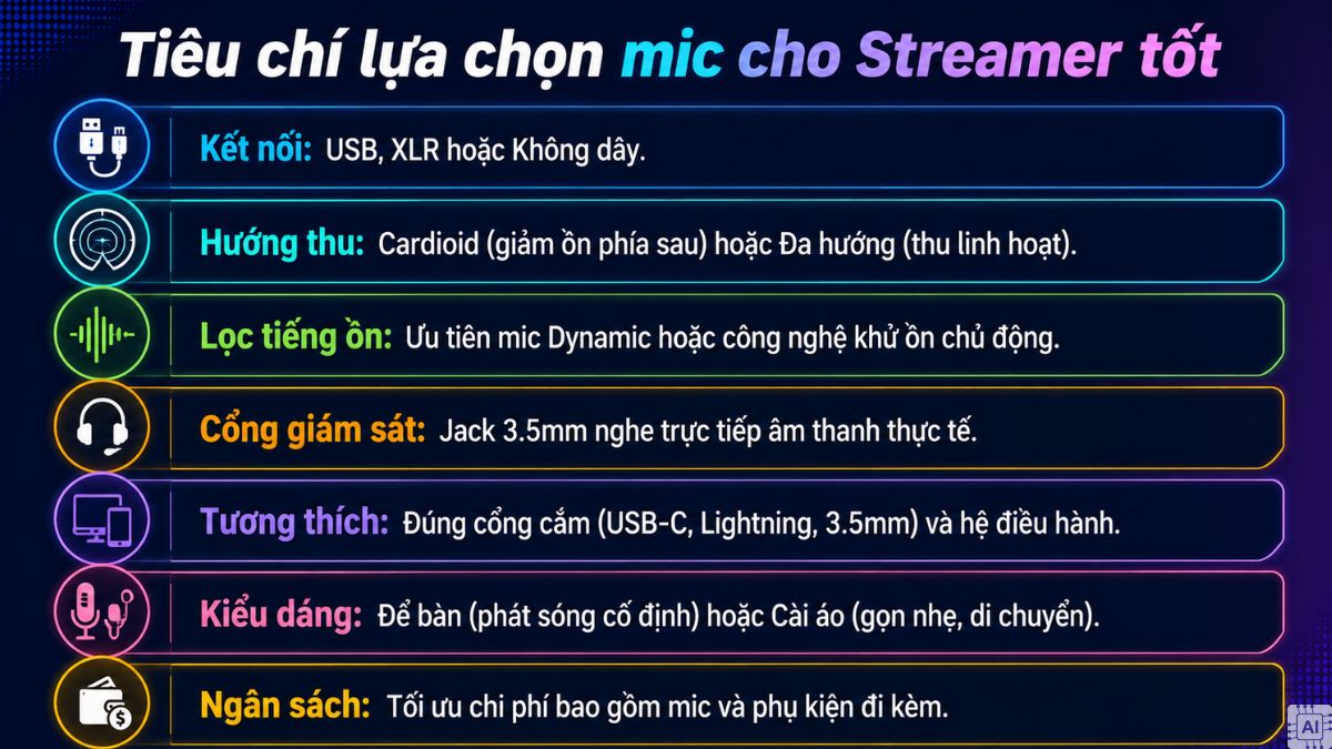 Tiêu chí lựa chọn mic cho Streamer tốt