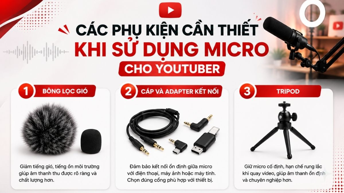 Các phụ kiện cần thiết khi sử dụng micro cho YouTuber