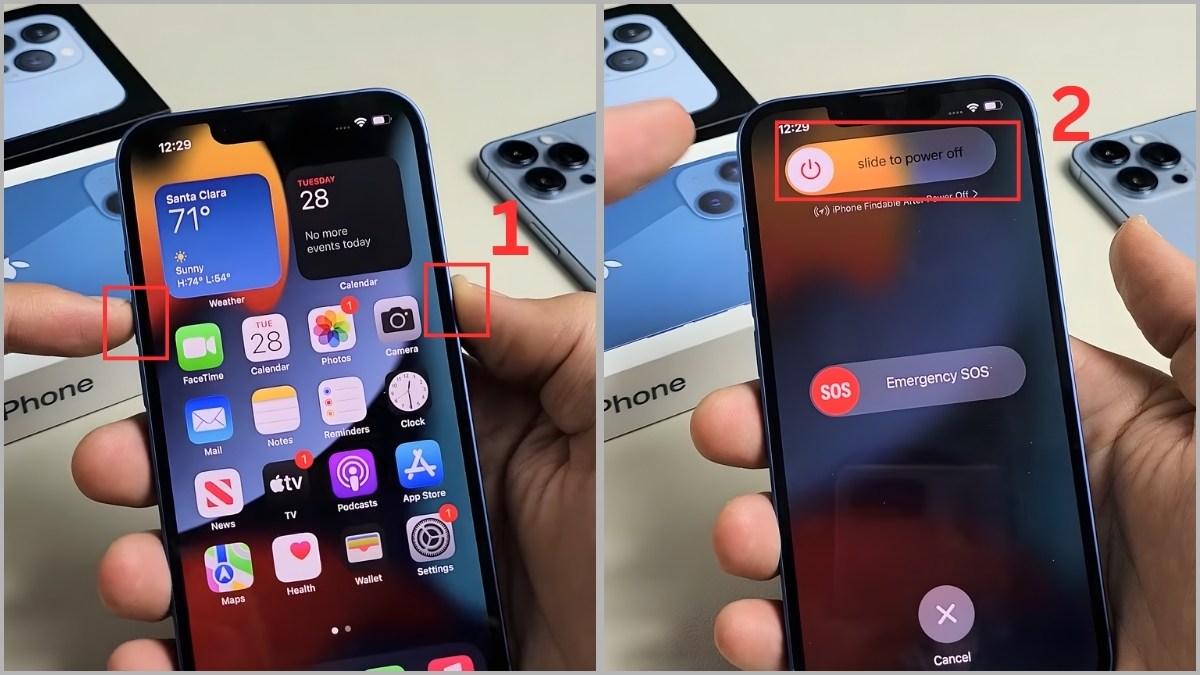Khởi động lại iPhone khi mic AirPods bị hư - bước 1