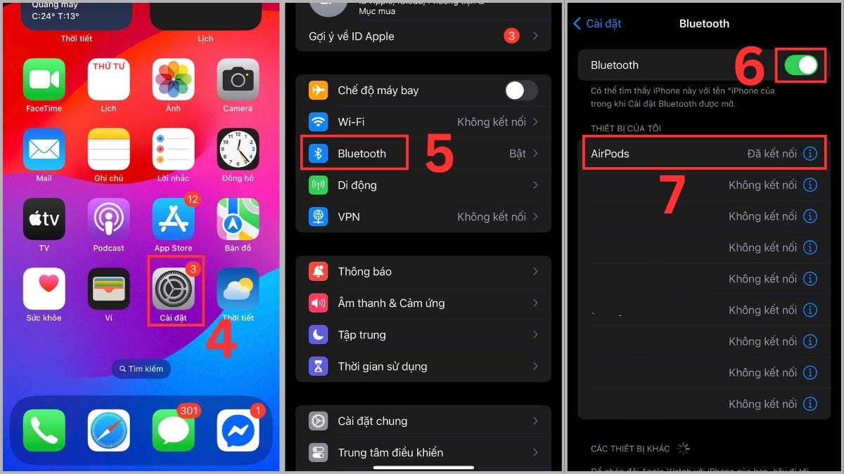 Khởi động lại iPhone khi mic AirPods bị hư - bước 3