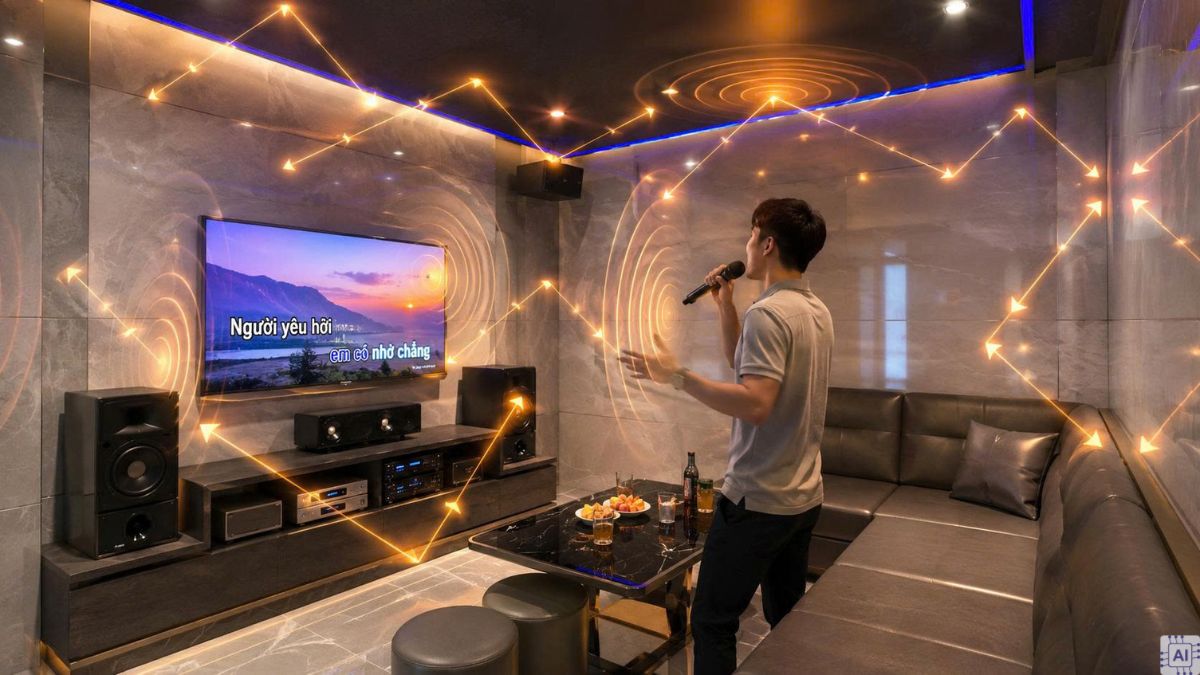 Micro karaoke bị hú rít do cộng hưởng âm thanh trong phòng