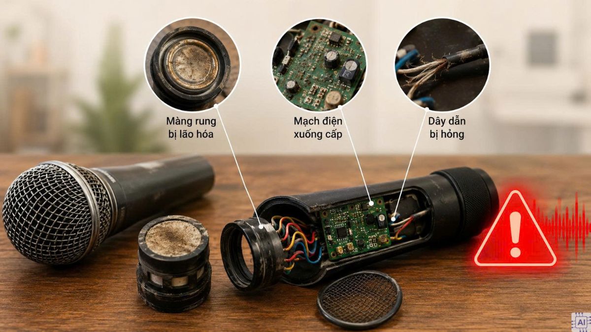 Micro karaoke bị hú rít do linh kiện bị xuống cấp