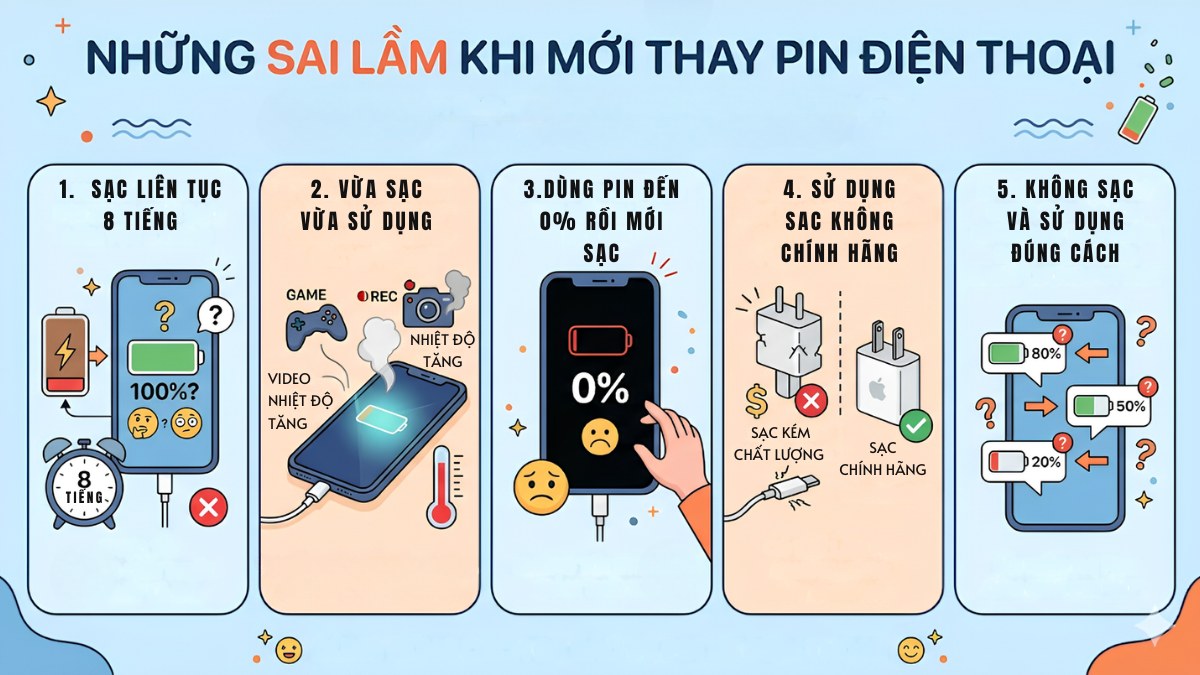 Những sai lầm khi mới thay pin điện thoại