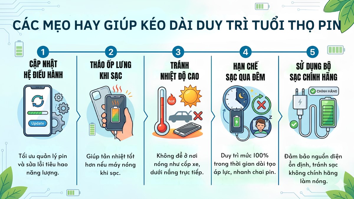 Các mẹo hay giúp kéo dài duy trì tuổi thọ pin điện thoại