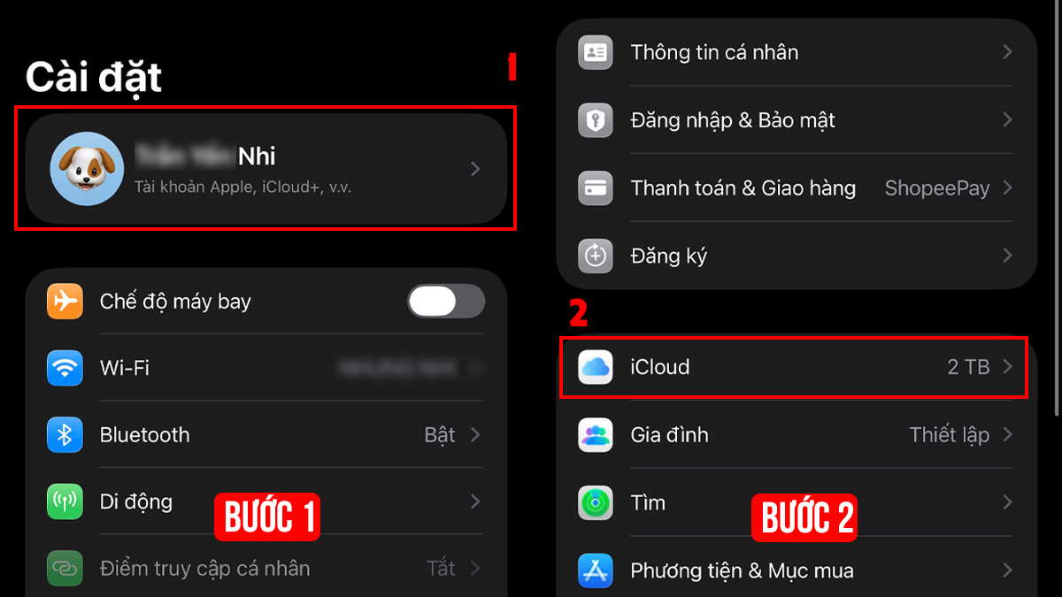 Cách mua dung lượng iPhone - bước 1,2
