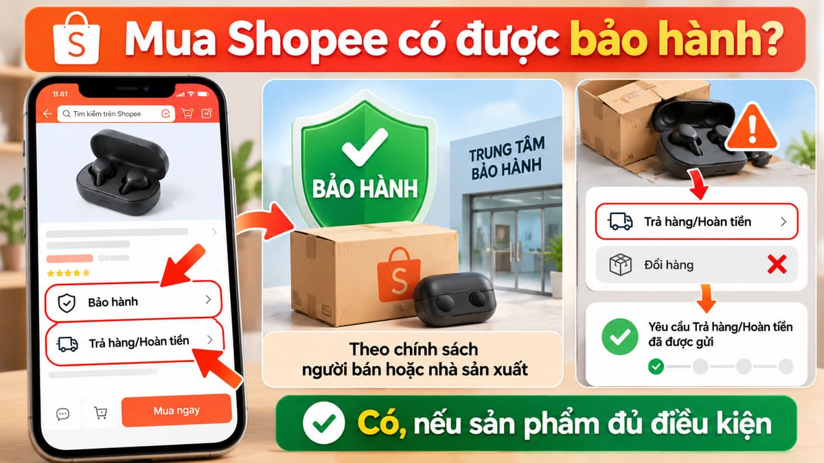 Mua hàng trên Shopee có được bảo hành