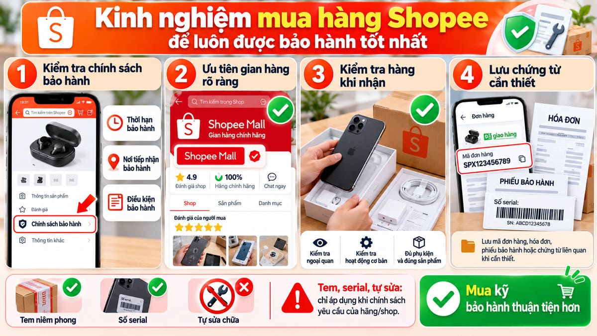 Kinh nghiệm mua hàng Shopee để luôn được bảo hành tốt nhất