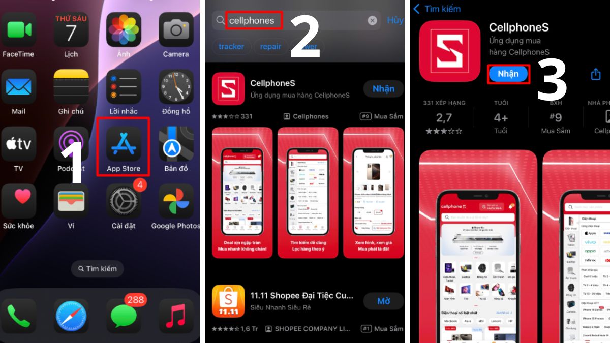 Ứng dụng mua sắm trực tuyến CellphoneS