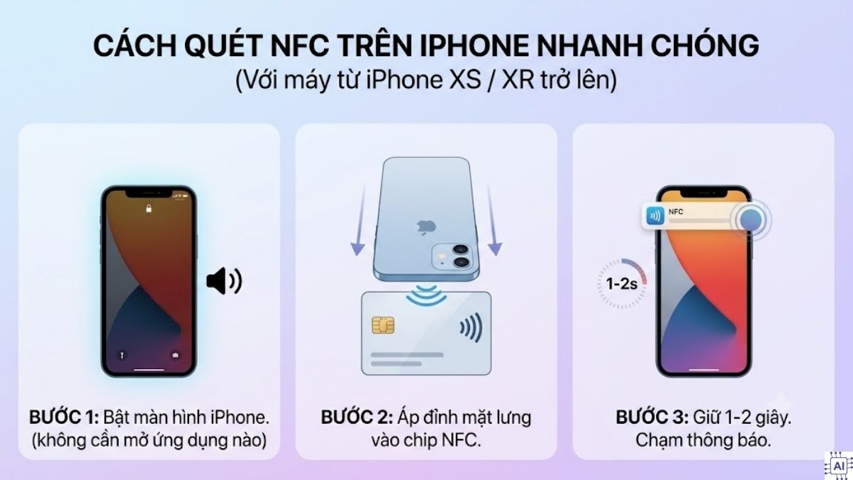 Cách quét NFC trên iPhone XS/XR trở lên 
