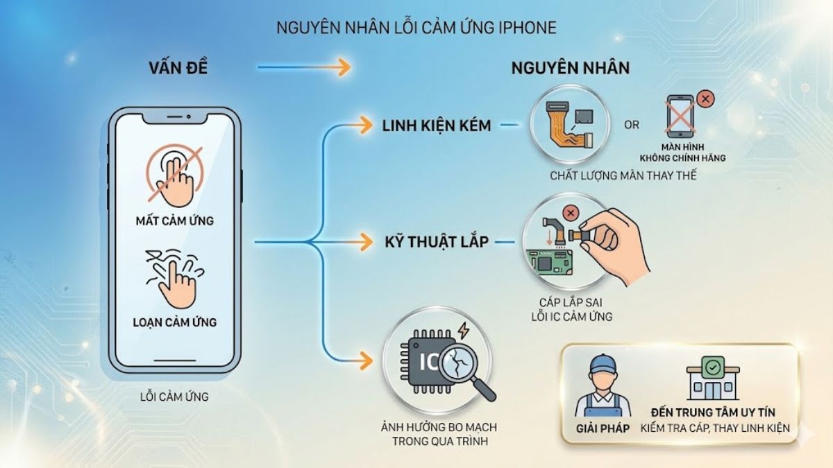 Những lỗi sau khi thay màn hình iPhone - màn hình bị liệt