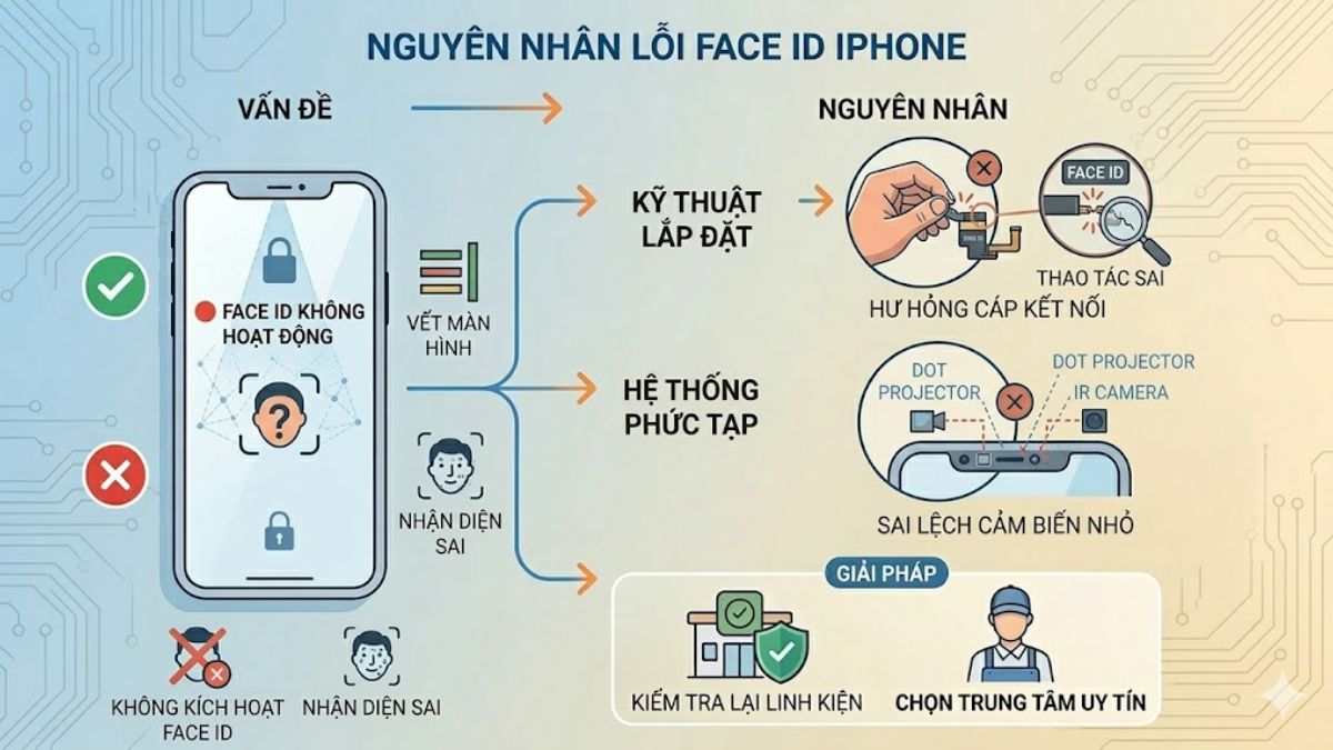 Những lỗi sau khi thay màn hình iPhone - Face ID không hoạt động