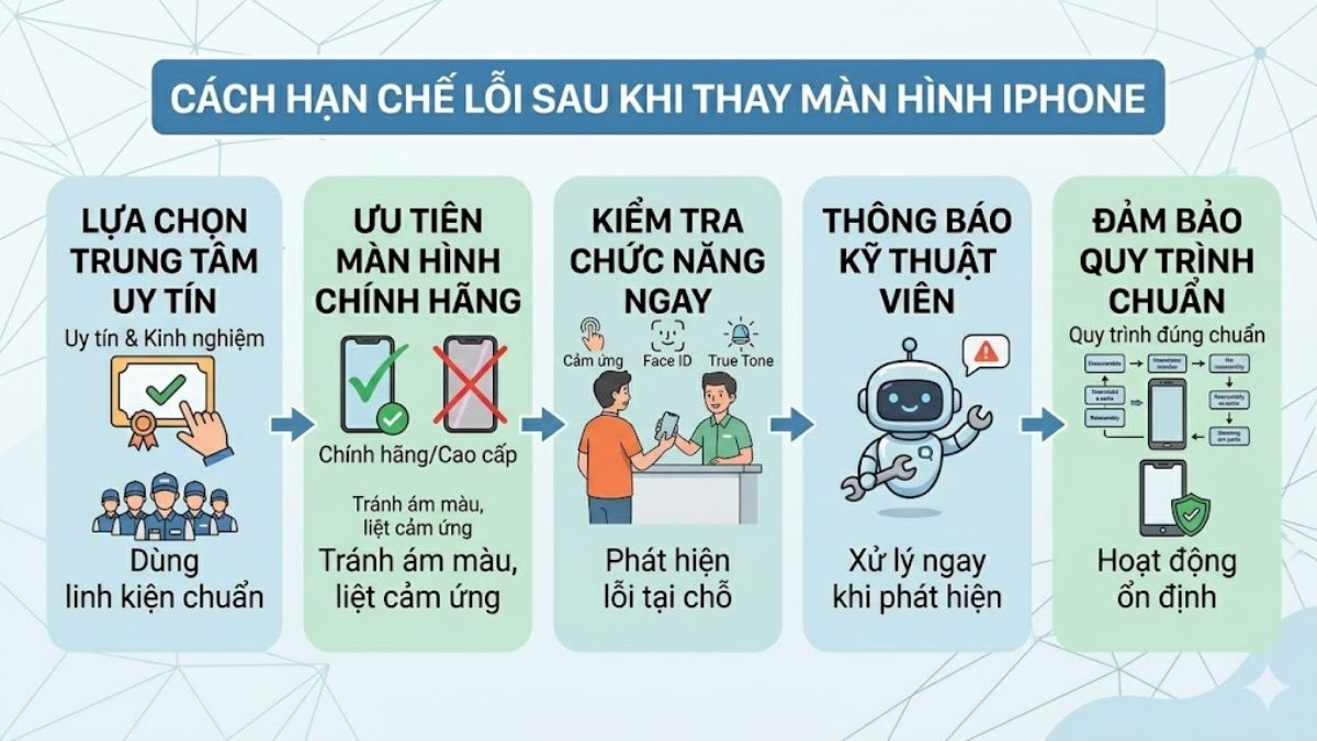 Cách hạn chế lỗi sau khi thay màn hình iPhone