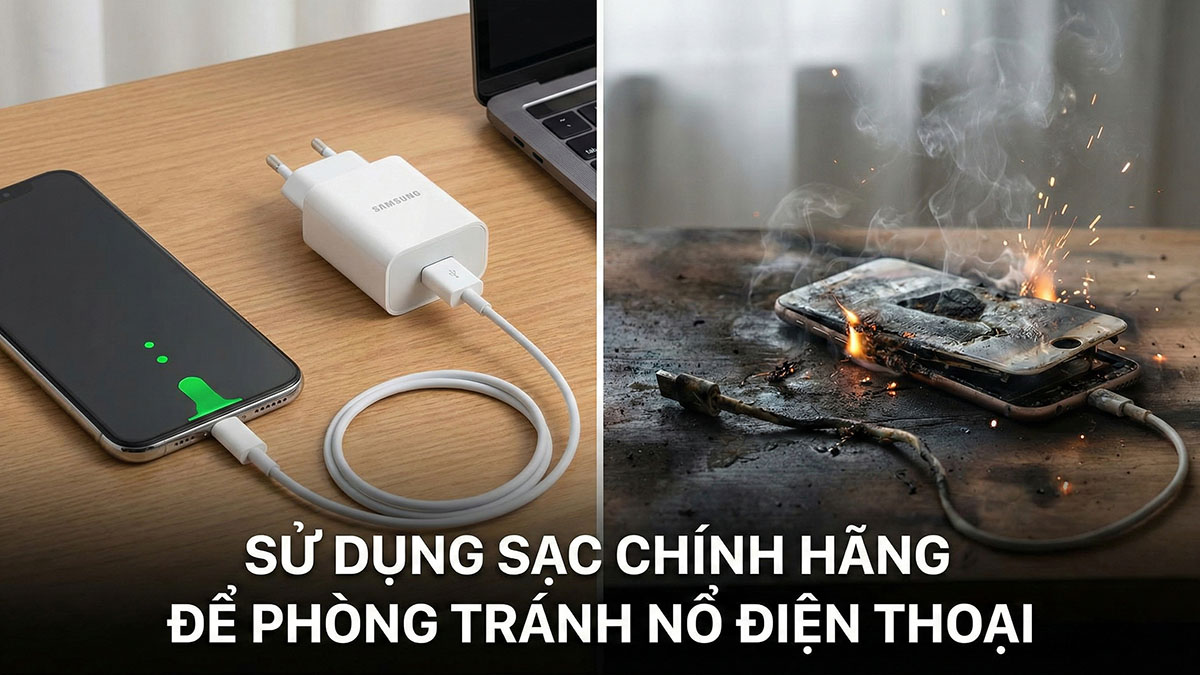 Sử dụng sạc chính hãng để tránh nổ điện thoại
