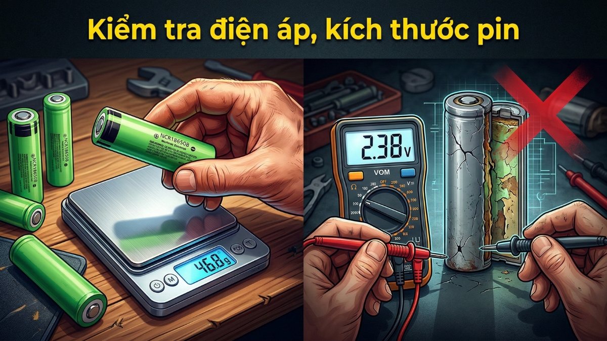 Kiểm tra điện áp, kích thước pin trước khi chọn pin 8650 dung lượng cao nhất 